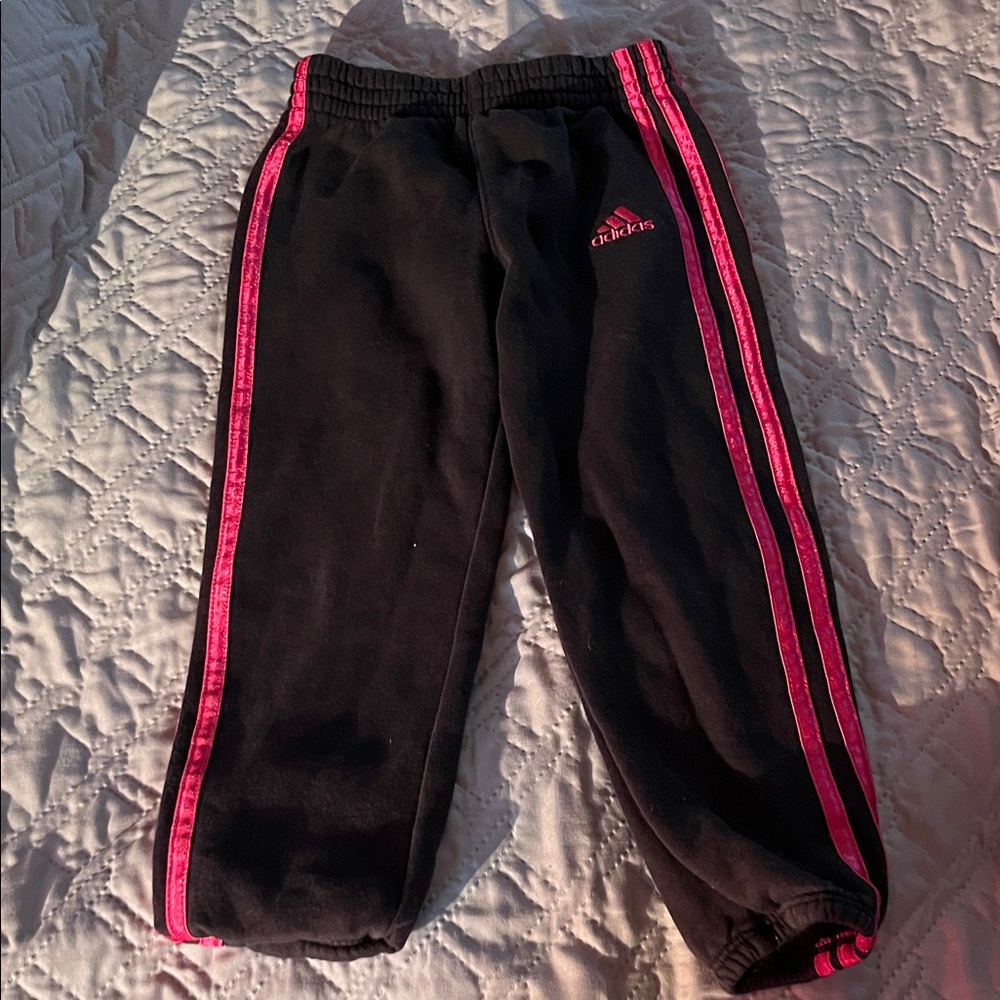 Adidas Kids Black Joggers with Pink Accents 3 pairs